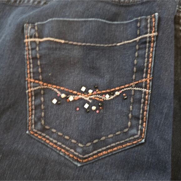 Lane Bryant Dark Wash Embellished Pockets Bootcut Flare Jeans Plus‎ Size 22 - Picture 10 of 11